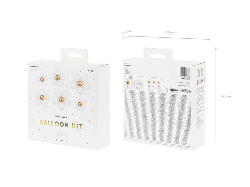 PartyDeco Luftballons Blumen – Gold/Weiss – Ø 40–50 cm – Latex – 36 Stk