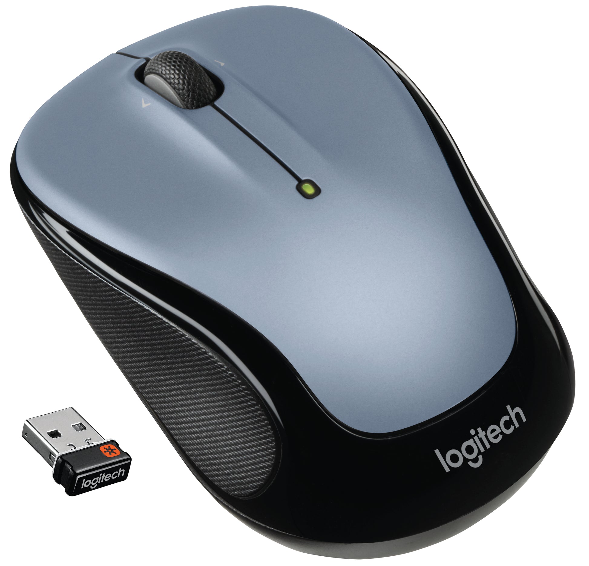 Logitech M325 Maus – kabellos, 2,4 GHz (USB-A), 1000 dpi, 5 Tasten, beidhändig, Silber