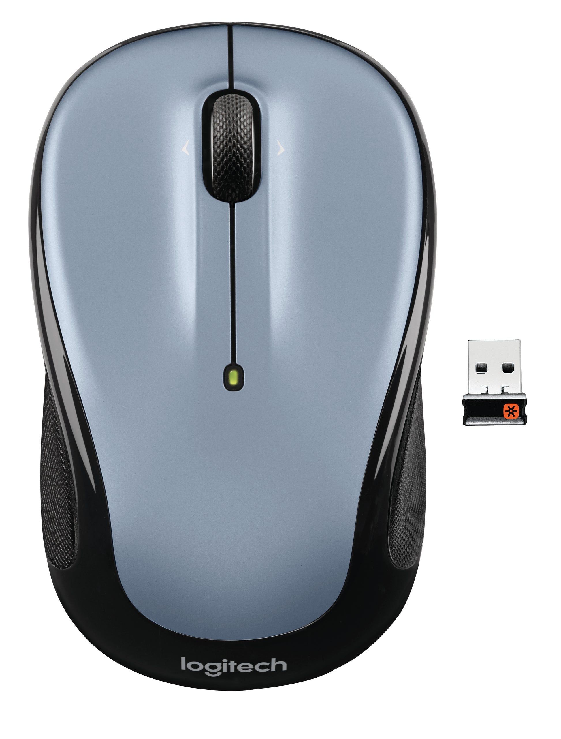 Logitech M325 Maus – kabellos, 2,4 GHz (USB-A), 1000 dpi, 5 Tasten, beidhändig, Silber