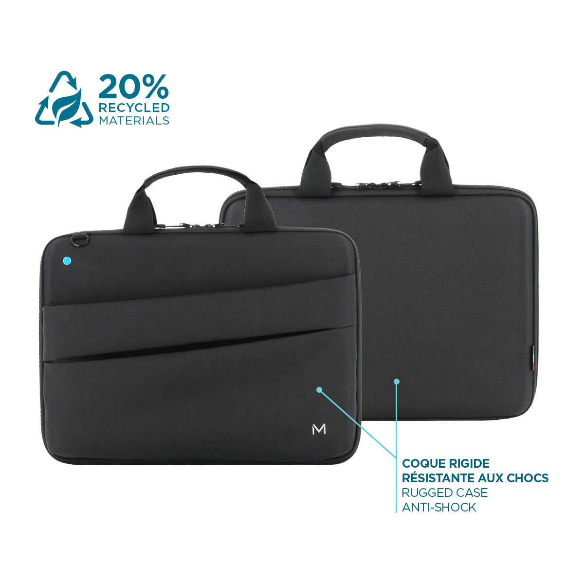 Mobilis Notebook-Tasche bis 14" – abnehmbarer Schultergurt, Fronttasche – Schwarz