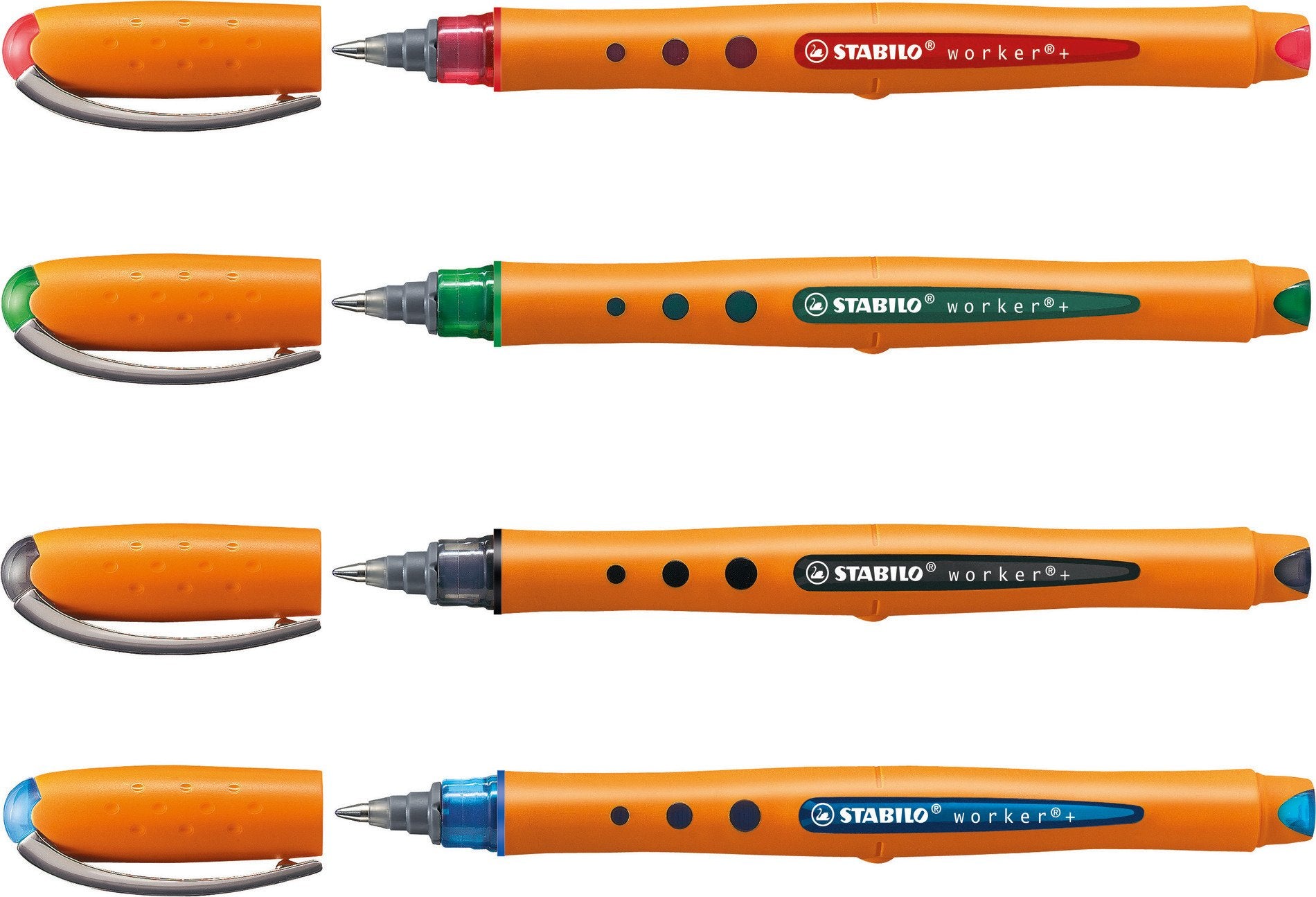 STABILO worker+ – Tintenroller, mit Kappe, 0,5 mm, grün