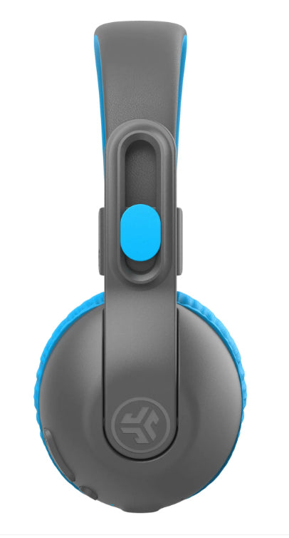 JLab JBuddies Studio 2 Kinderkopfhörer – On-Ear, Kabel + BT (USB-C), 85 dB Lautstärke-Limit, Blau/Grau