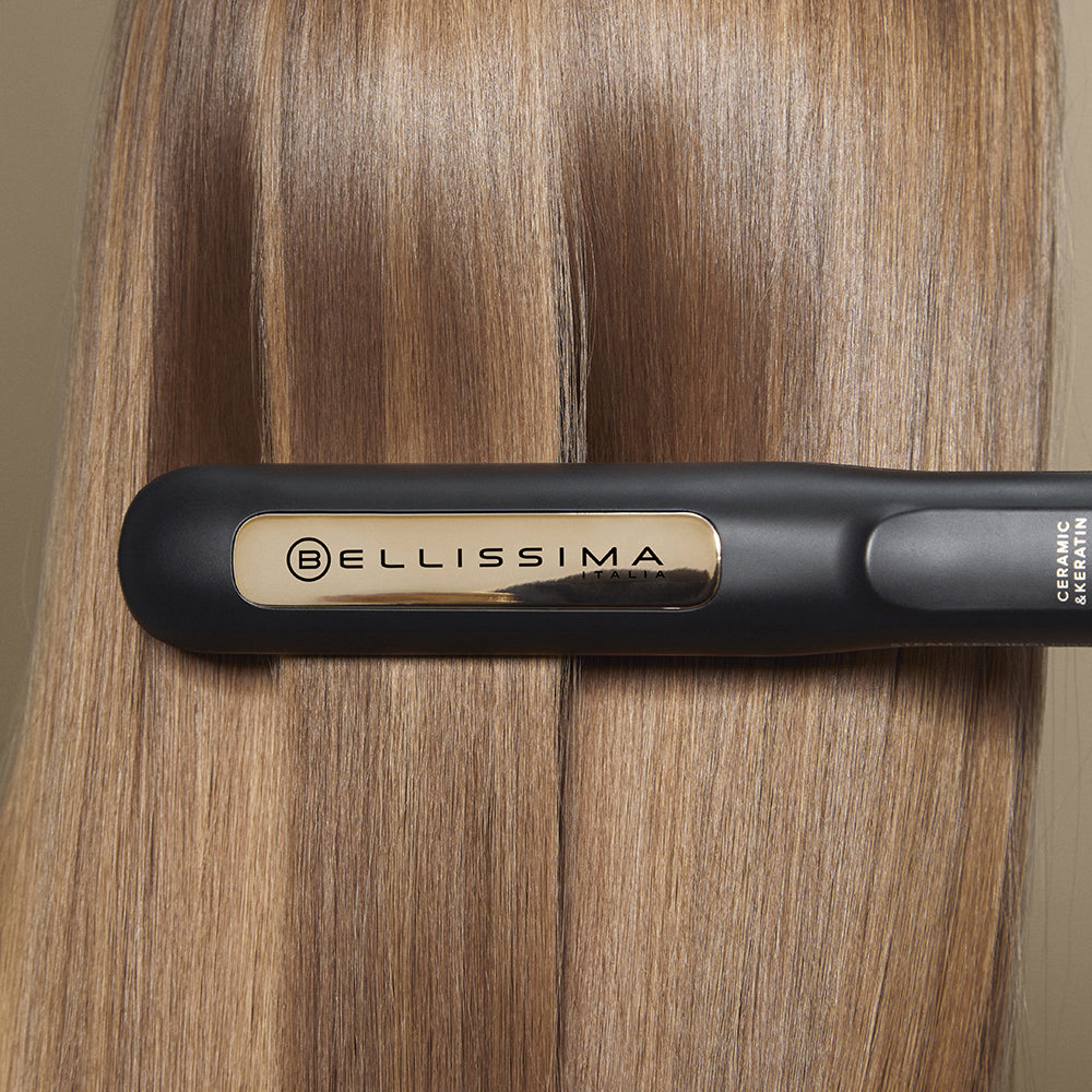 Bellissima Glätteisen – Dampffunktion, 3 Stufen – Schwarz, Gold – Keramikplatten