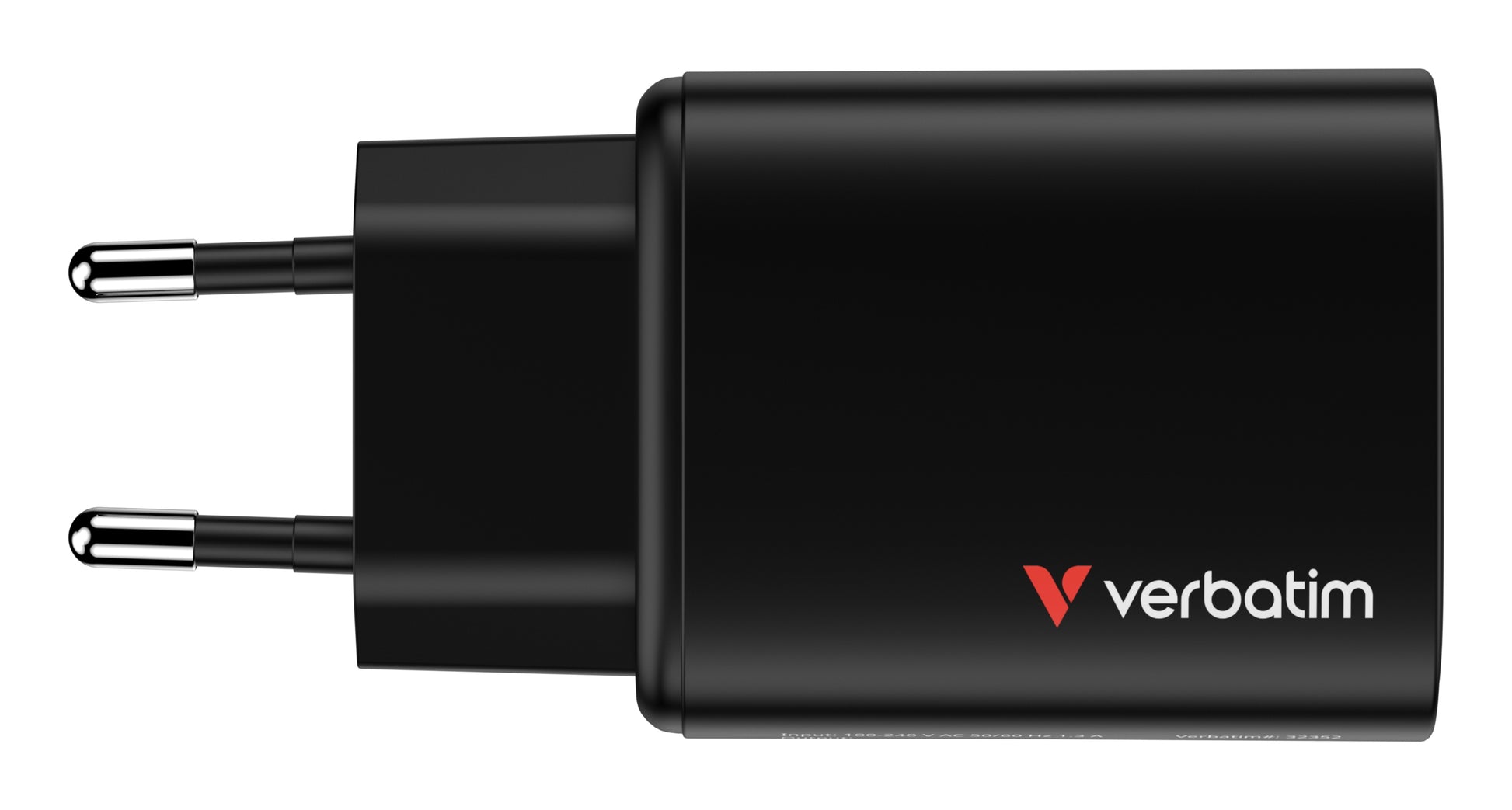 Verbatim Essentials USB-Ladegerät 65 W – USB-C×2, USB-A×1 – PD 3.0, QC 3.0, PPS, GaN – EU-Stecker (Typ C) – sc