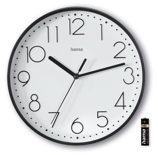 Hama Selina Wanduhr – Analog, lautlos, Ø 22 cm, schwarz, Kunststoff/Glas