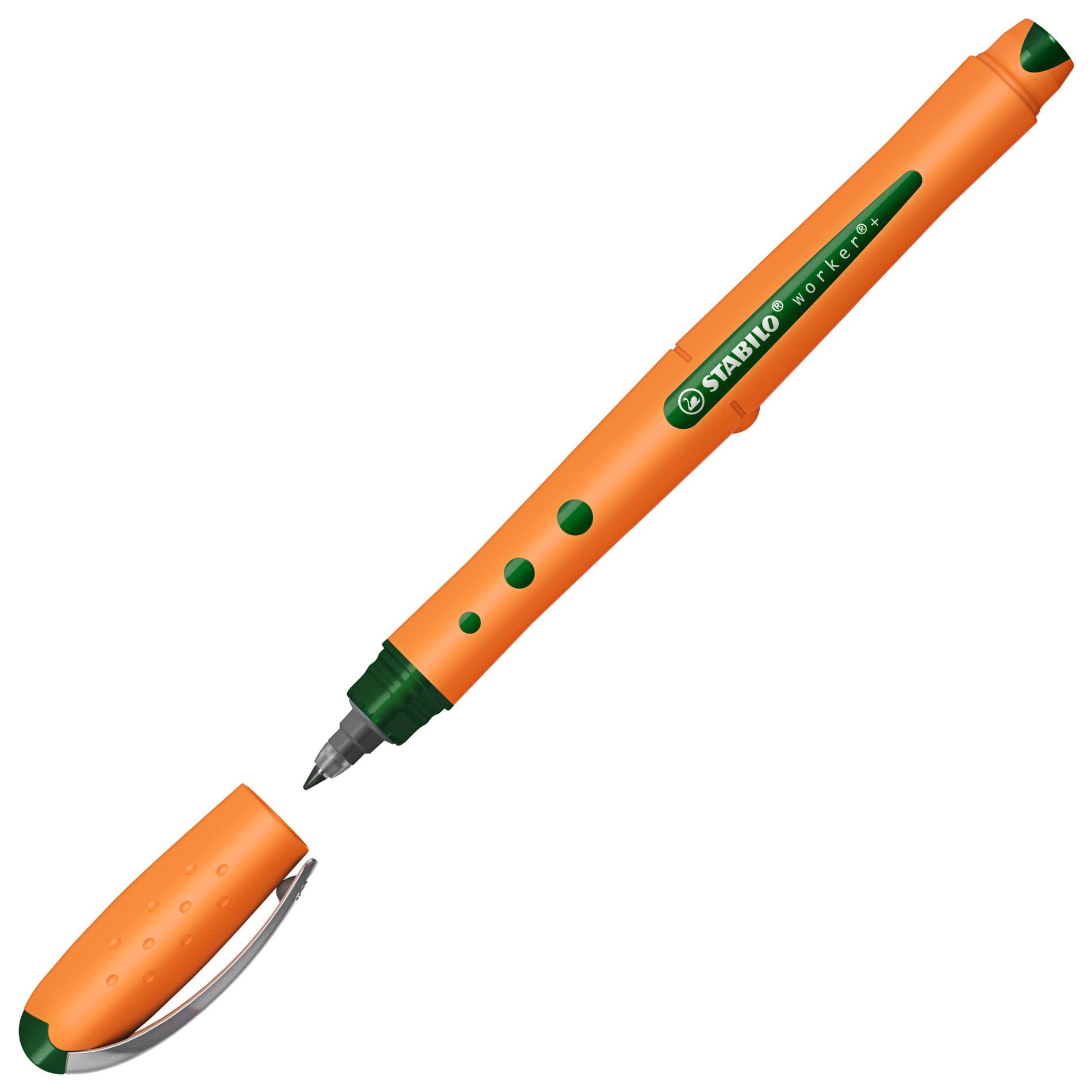 STABILO worker+ – Tintenroller, mit Kappe, 0,5 mm, grün