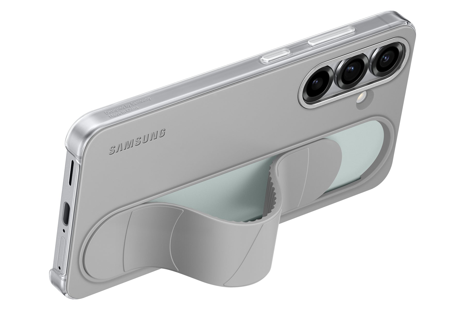 Samsung Backcover – für Samsung Galaxy S25 – grau – Silikon, mit Ständer