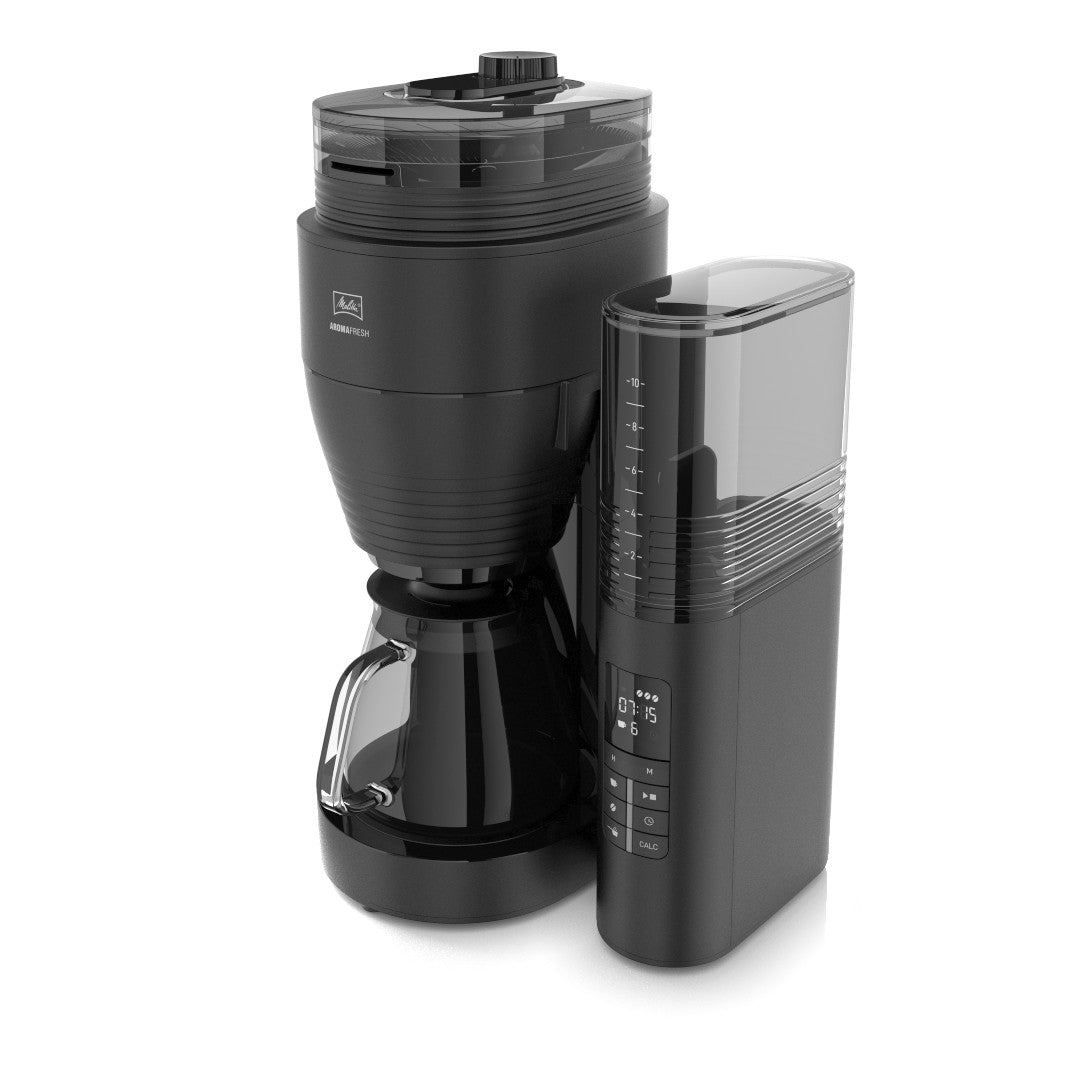 Melitta AromaFresh Filterkaffeemaschine – 10 Tassen, 1,25 l, Keramik-Mahlwerk, Schwarz