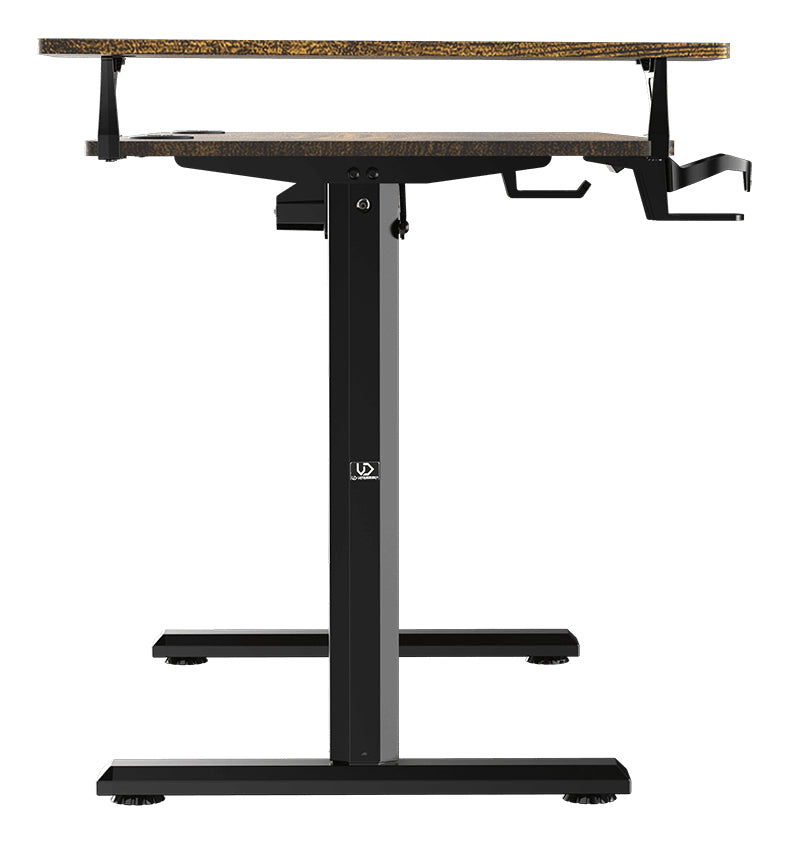 Ultradesk Higlander Gaming-Tisch – 120 × 60,5 cm, höhenverstellbar, braun, Stahl