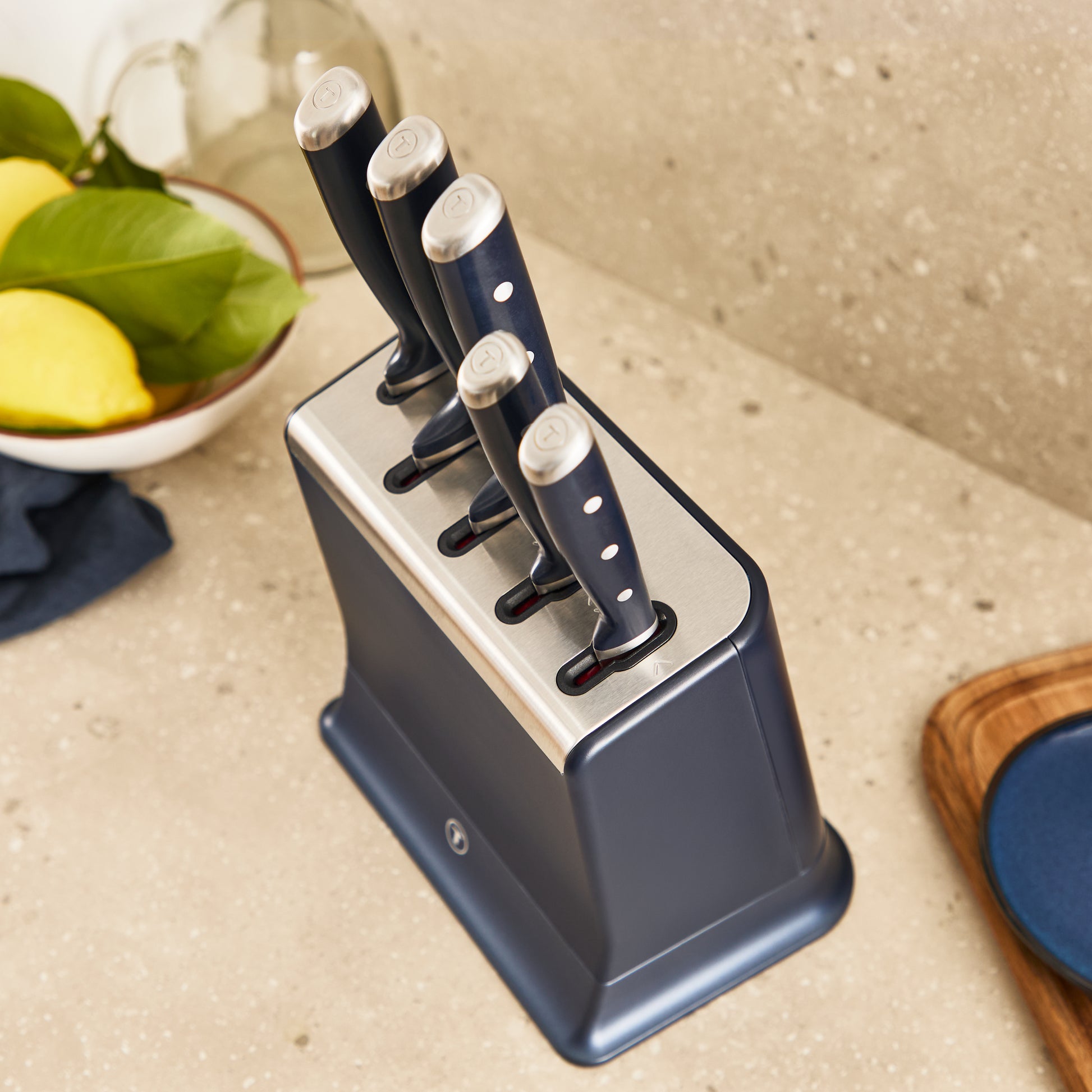 Tefal EverSharp Pro – Messerblock 5-teilig, Edelstahlklingen, Schwarz/Blau