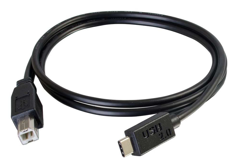 C2G USB-C auf USB-B Kabel – USB 2.0 (480 Mbit/s) – 1,83 m – Goldkontakte, Magnetisch abgeschirmt – Schwarz