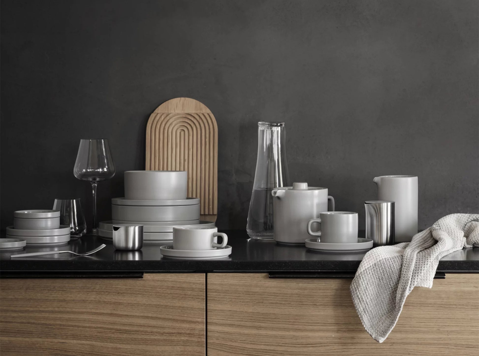 Blomus Geschirrtuch GANO – grau – 50 × 70 cm – Bio-Baumwolle – 2er-Set