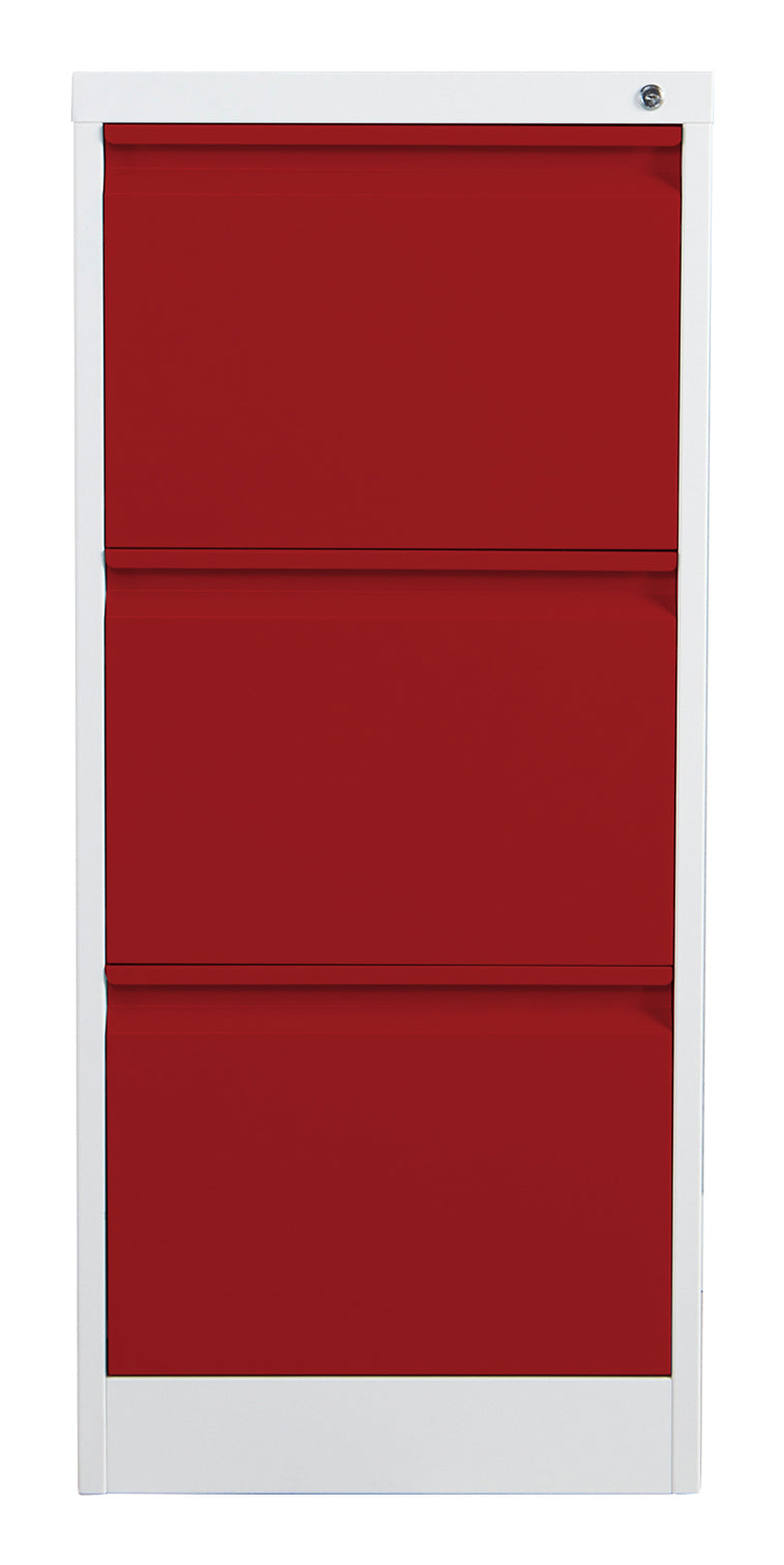Phoenix Safe Co. FC1003GRK – Aktenschrank, 3 Schubladen, abschliessbar, 450 × 620 × 1025 mm, Grau/Rot, Stahl