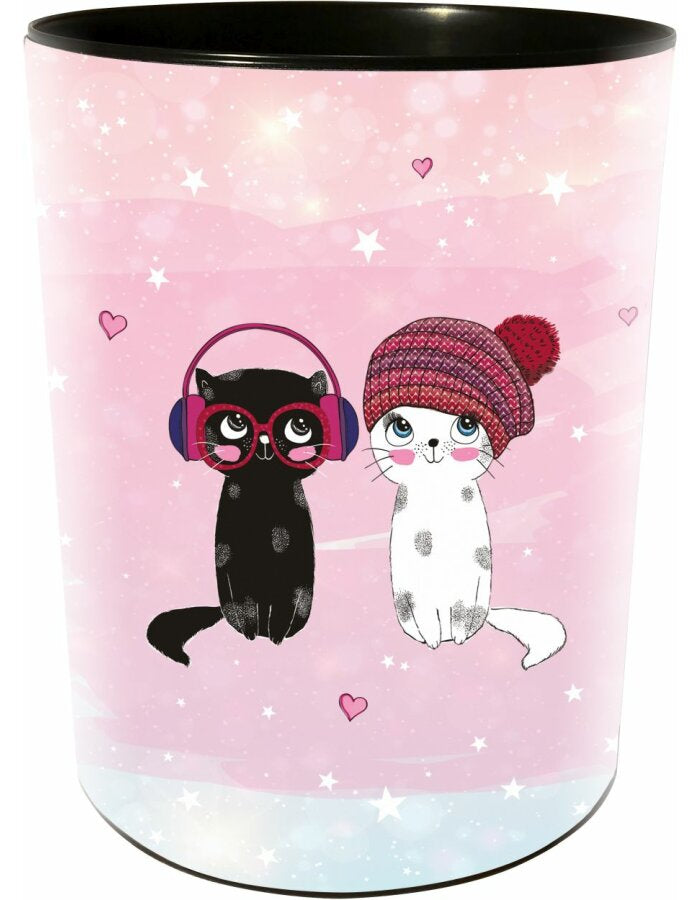 Goldbuch Papierkorb Music for Cats – 10 l – Kunststoff, rund – rosa