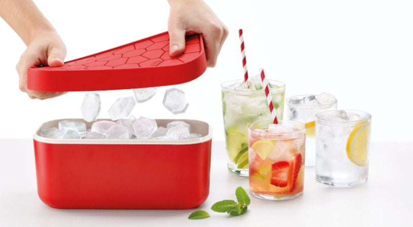 Lékué Eiswürfelbox – 12,5 × 22,5 × 12 cm, Silikon, Weiss, 132 Stk., mit Deckel, spülmaschinenbeständig