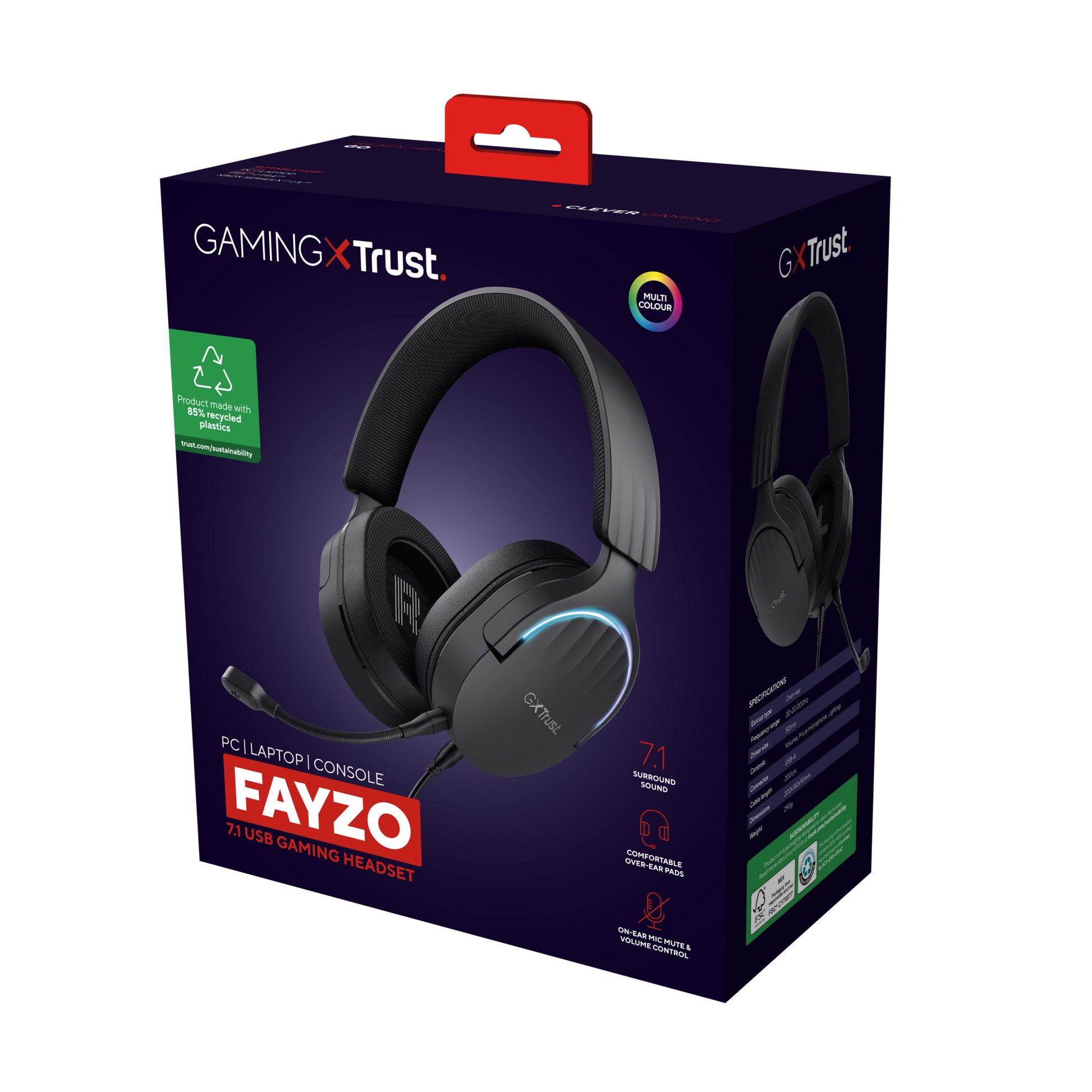 Trust GXT490 FAYZO Gaming-Headset – Over-Ear, Stereo, Kabelgebunden, USB-A, Schwarz