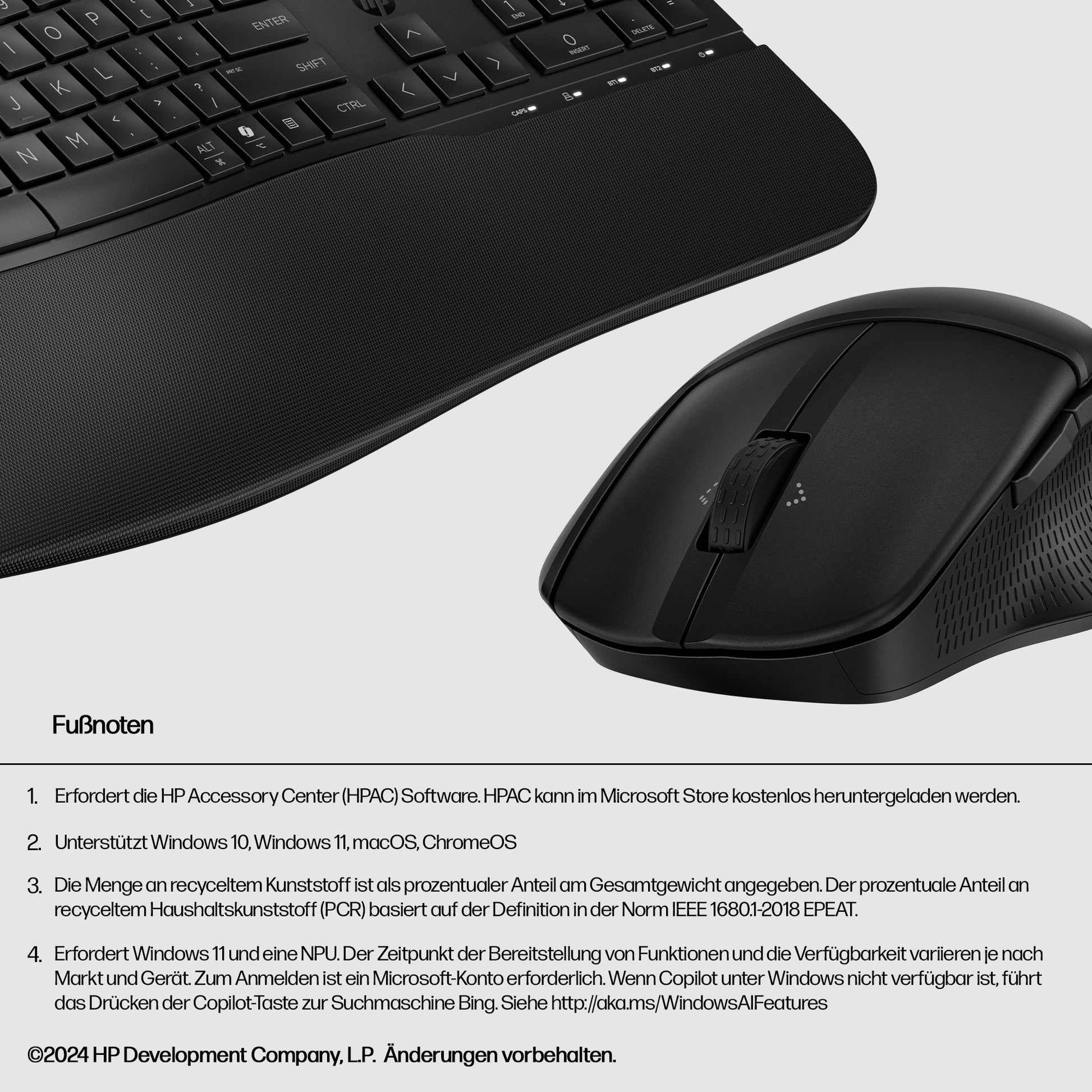 HP 680 Comfort Dual-Mode – Tastatur, kabellos (Bluetooth/2,4 GHz)