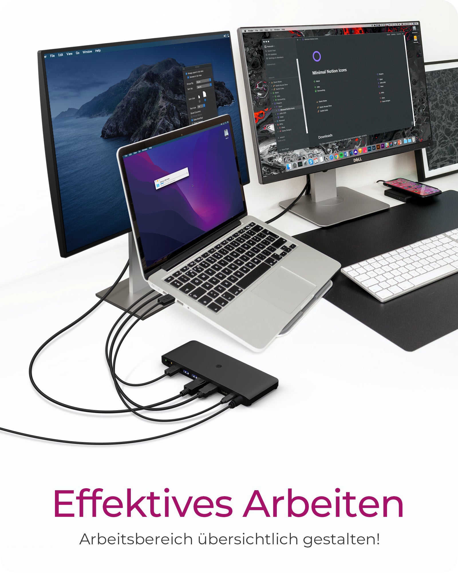 ICY BOX IBDK2416C Dockingstation – USB-C, 1× DP, 2× HDMI, 4× USB-A, 65 W PD, GbE, für Windows/Mac/ChromeOS