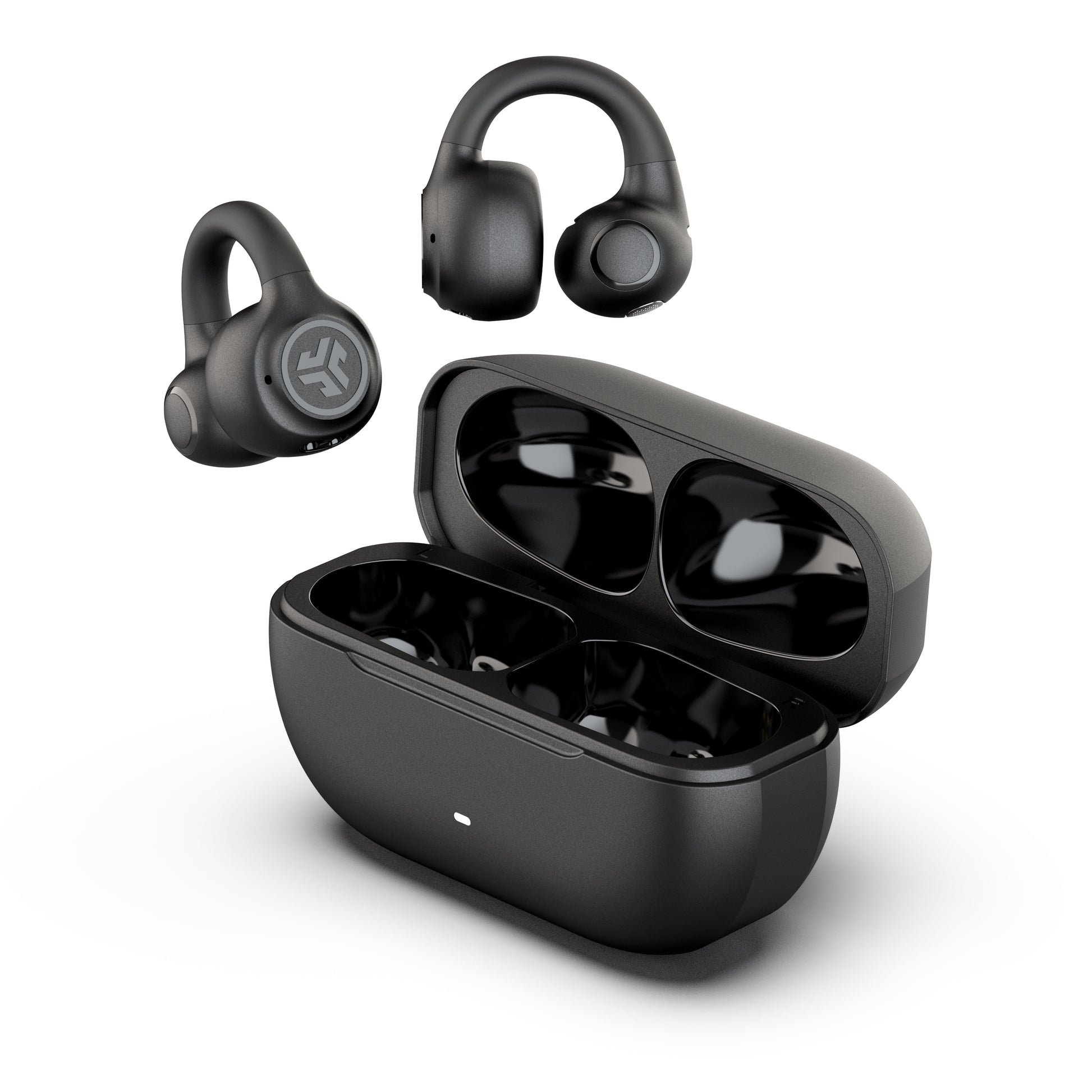 JLab Flex Open Air Clip – True Wireless In-Ear Headset – Bluetooth, Multipoint, IPX4 – Schwarz – bis 21 h