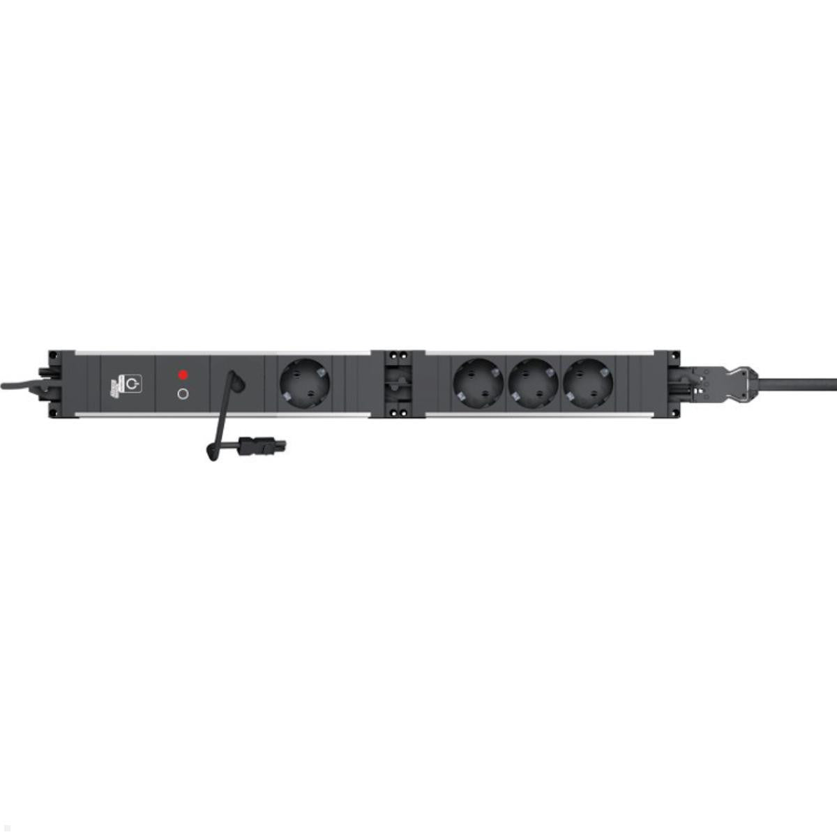 Bachmann Steckdosenleiste, 4×Schuko (Typ F), ohne Schalter, IP20 – schwarz