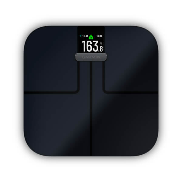 Garmin Paketwaage Index S2 – Tragkraft 181,4 kg, Teilung 100 g, Wiegefläche 32 × 31 cm, Batterie, Schwarz