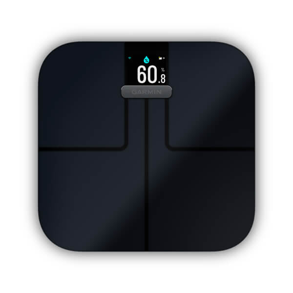 Garmin Paketwaage Index S2 – Tragkraft 181,4 kg, Teilung 100 g, Wiegefläche 32 × 31 cm, Batterie, Schwarz