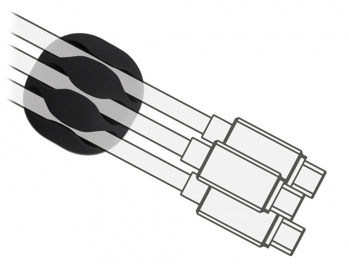 DeLOCK Kabelhalter, selbstklebend, 3 Durchführungen, für Ø 5 mm, 6er-Pack – schwarz/weiss