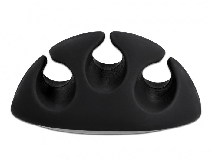 DeLOCK Kabelhalter, selbstklebend, 3 Durchführungen, für Ø 5 mm, 6er-Pack – schwarz/weiss