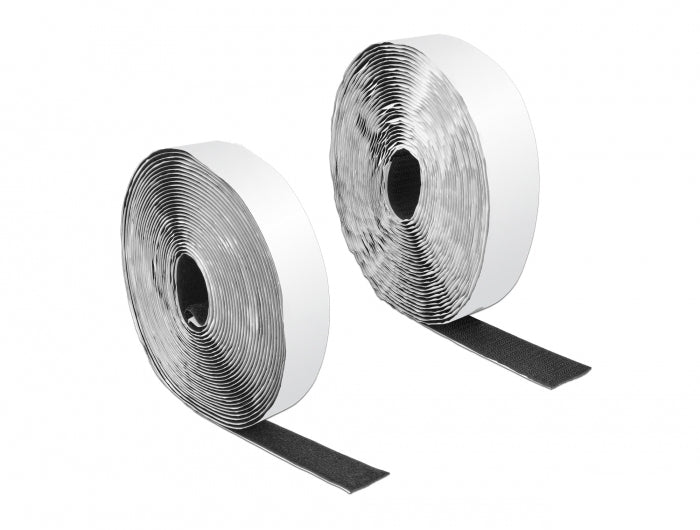 DeLOCK Klettband – 25 mm × 10 m, schwarz, selbstklebend, 1 Stk.