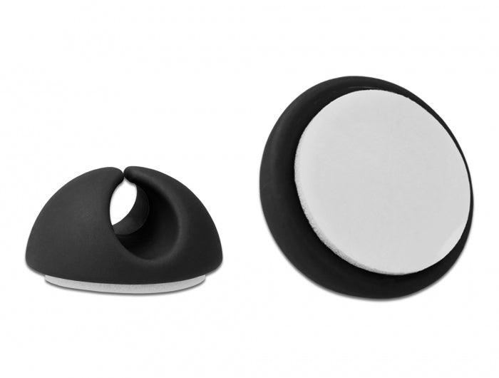 DeLOCK Kabelhalter, selbstklebend, Ø 6,5 mm, 6er-Pack – schwarz