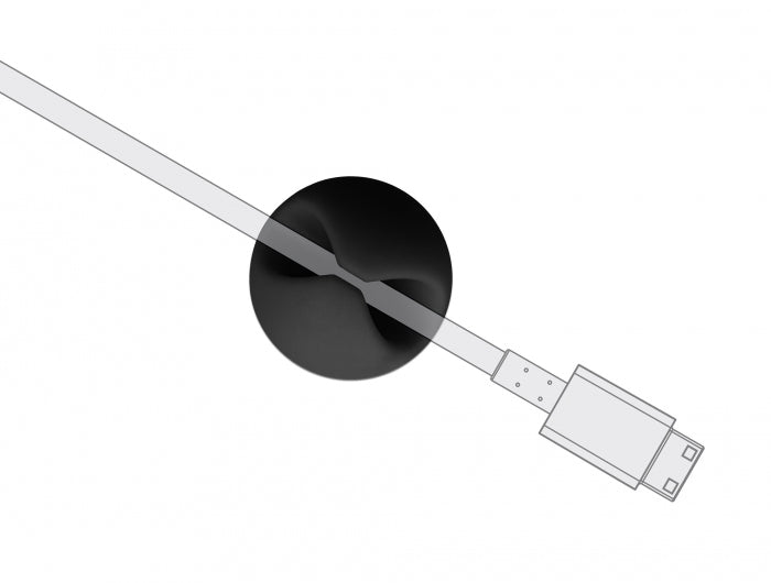 DeLOCK Kabelhalter, selbstklebend, Ø 6,5 mm, 6er-Pack – schwarz