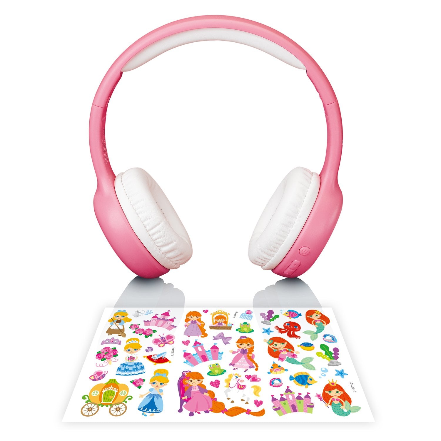 Lenco HPB-110 Kinderkopfhörer – Over-Ear, Stereo, Kabel + BT, 3,5 mm Klinke, 85 dB Lautstärke-Limit, Pink