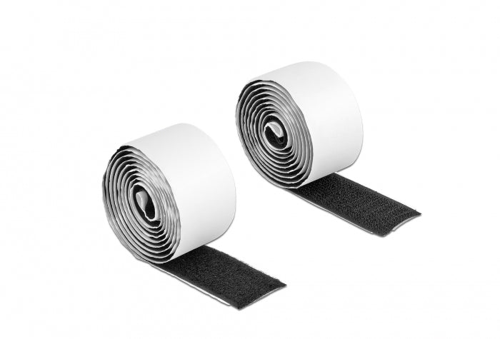 DeLOCK Klettband – 25 mm × 1 m, schwarz, selbstklebend, 1 Stk.