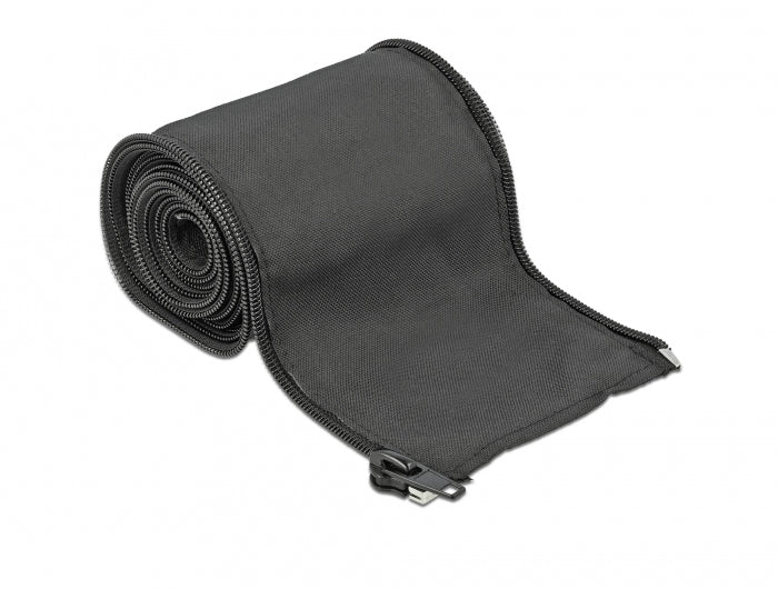 DeLOCK Kabelschlauch, Ø 35 mm × 2 m, mit Reissverschluss, wiederverwendbar, Polyester – schwarz