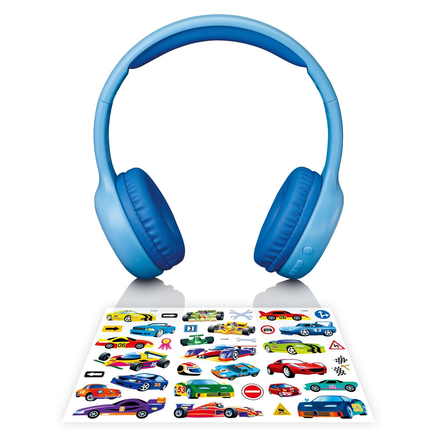 Lenco HPB-110 Kinderkopfhörer – On-Ear, Stereo, Kabel + BT, 85 dB Lautstärke-Limit, Blau, BT 5.0