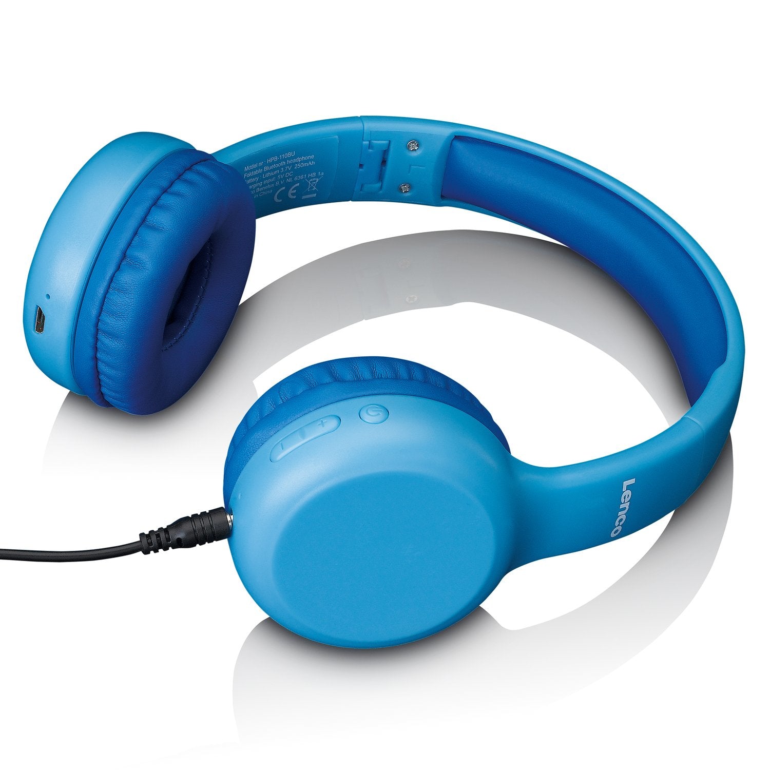 Lenco HPB-110 Kinderkopfhörer – On-Ear, Stereo, Kabel + BT, 85 dB Lautstärke-Limit, Blau, BT 5.0