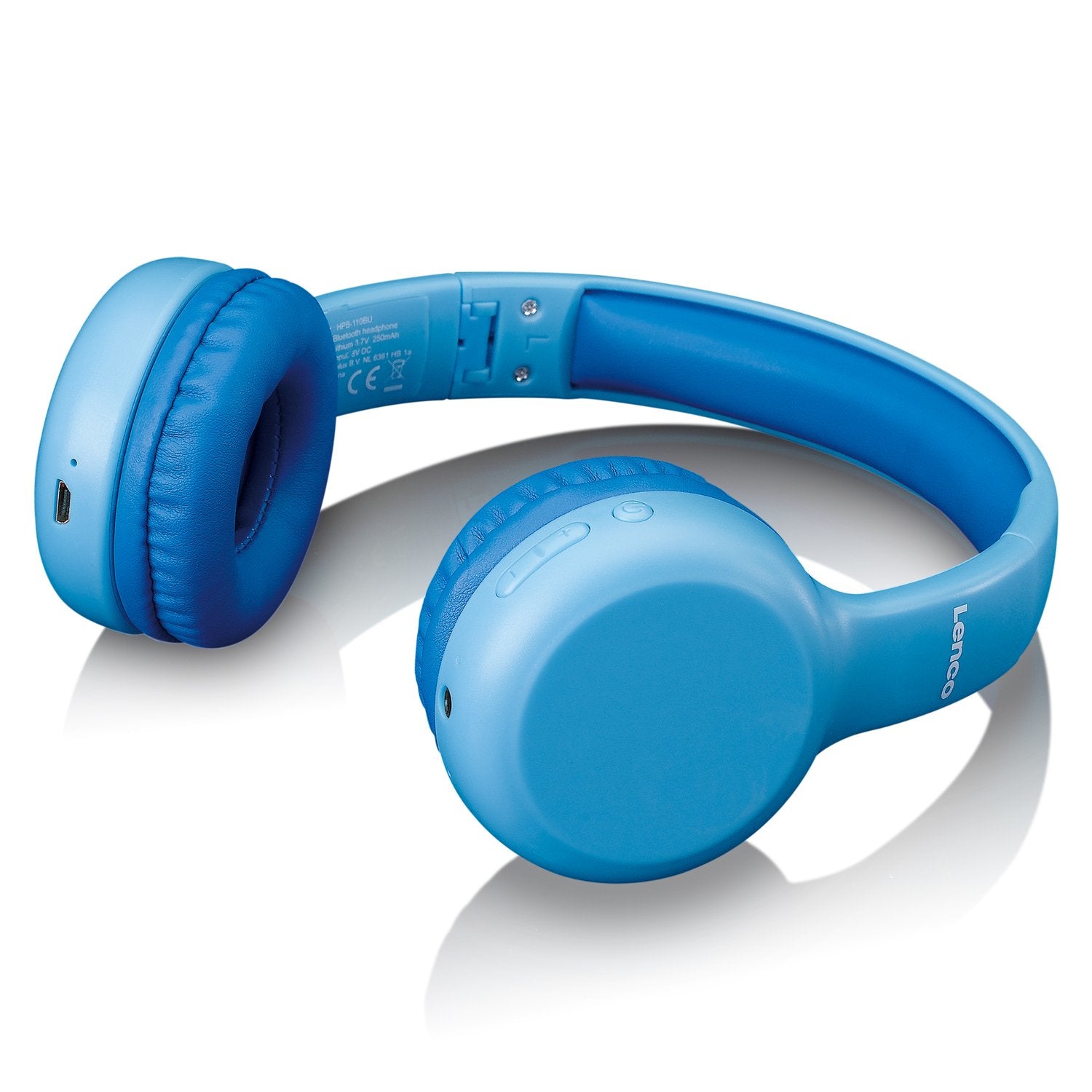 Lenco HPB-110 Kinderkopfhörer – On-Ear, Stereo, Kabel + BT, 85 dB Lautstärke-Limit, Blau, BT 5.0