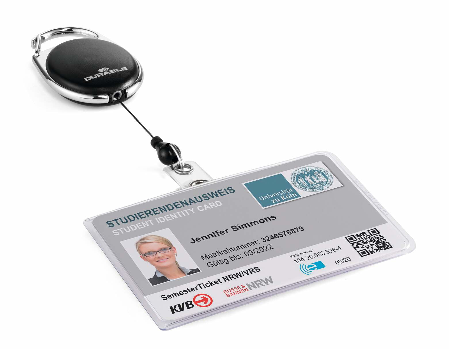 Durable Ausweishalter – für Betriebsausweise – 87 × 54 mm, Kunststoff, transparent, mit Clip – 1 Stück