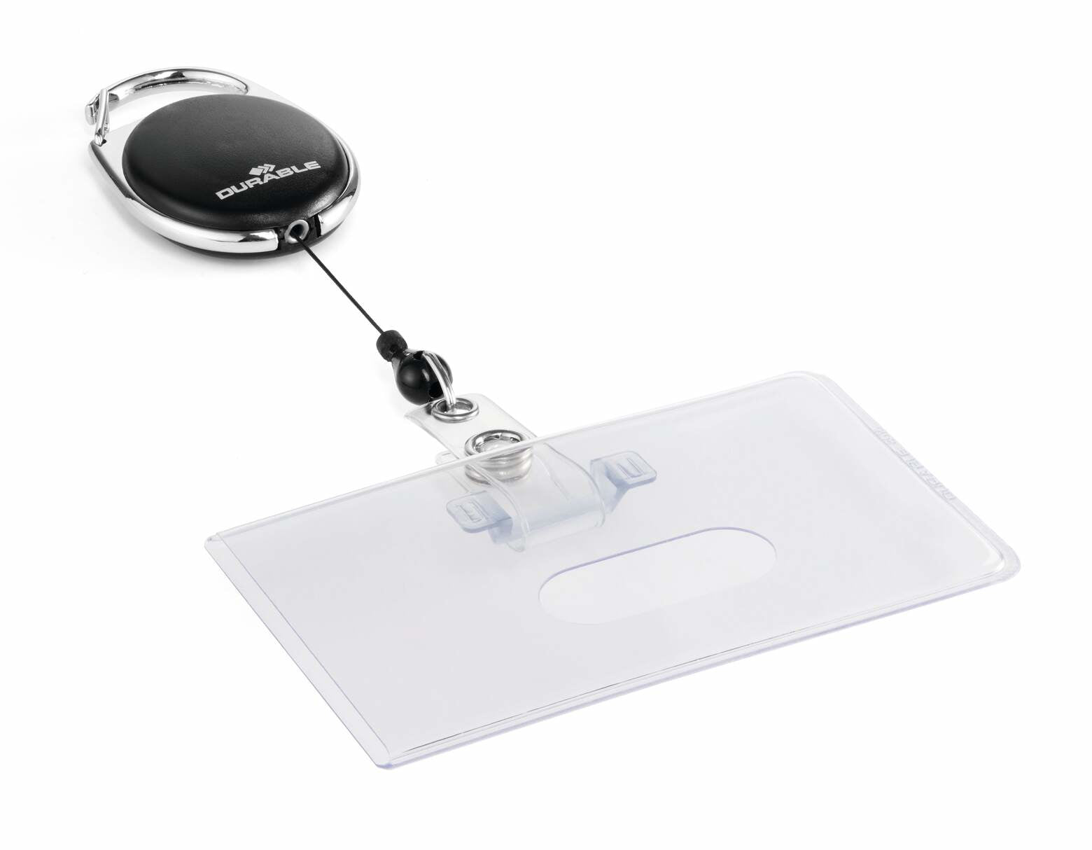 Durable Ausweishalter – für Betriebsausweise – 87 × 54 mm, Kunststoff, transparent, mit Clip – 1 Stück