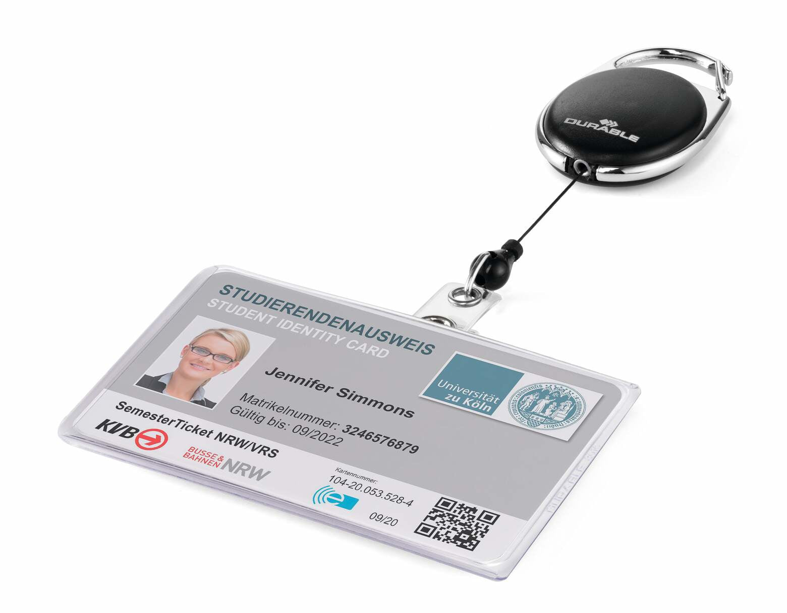 Durable Ausweishalter – für Betriebsausweise – 87 × 54 mm, Kunststoff, transparent, mit Clip – 1 Stück