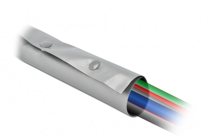 DeLOCK Kabelschlauch, Ø 29 mm, 2 m, Wiederverwendbar, Druckknopfverschluss – Schwarz/Grau