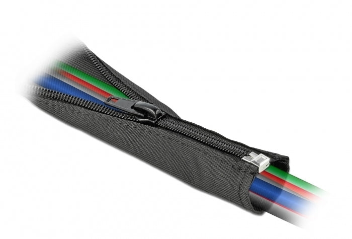 DeLOCK Kabelschlauch Ø 25 mm × 2 m, wiederverwendbar, Reissverschluss – schwarz