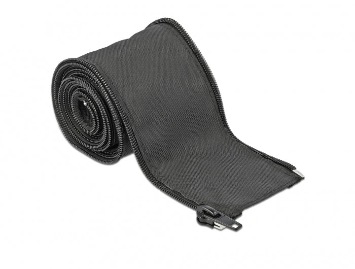 DeLOCK Kabelschlauch Ø 25 mm × 2 m, wiederverwendbar, Reissverschluss – schwarz