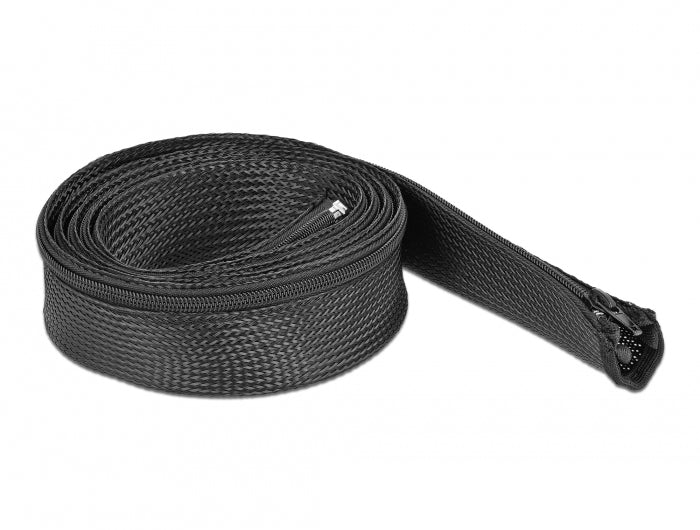 DeLOCK Kabelschlauch, Ø 50 mm × 2 m, mit Reissverschluss, wiederverwendbar, −50–150 °C – schwarz