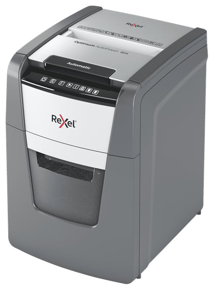 Rexel Optimum AutoFeed+ 90X – Aktenvernichter mit Autofeed 90 Blatt, DIN P-4, Partikelschnitt 4 × 28 mm, 34 l