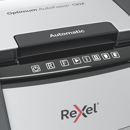 Rexel Optimum AutoFeed+ 130X – Aktenvernichter, DIN P-4, Partikelschnitt 4 × 28 mm, 130 Blatt, 44 l, A4