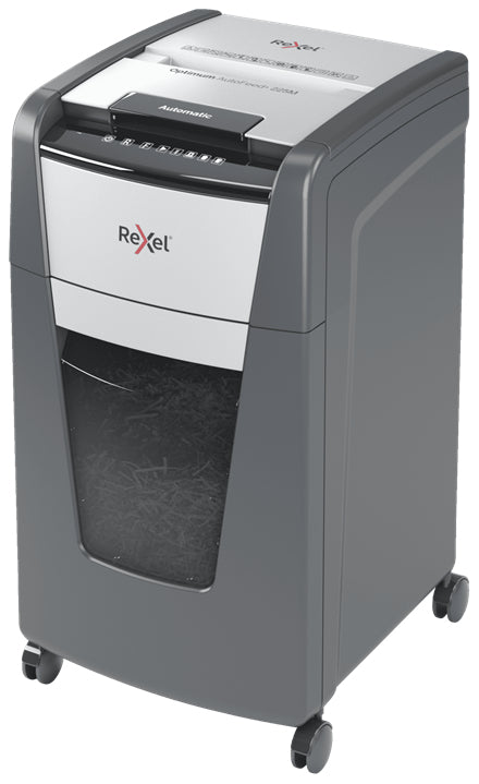 Rexel Optimum AutoFeed+ 225M – Aktenvernichter mit Autofeed 225 Blatt, DIN P-5, Mikroschnitt 2 × 15 mm, 60 l