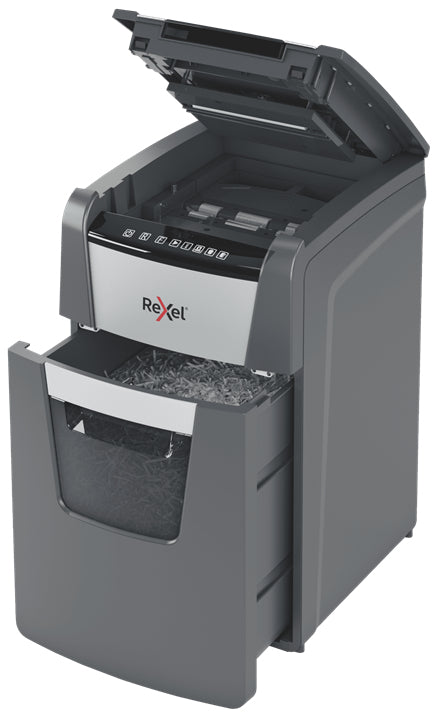 Rexel Optimum AutoFeed+ 150X – Aktenvernichter mit Autofeed 150 Blatt, DIN P-4, Partikelschnitt 4 × 28 mm, 44