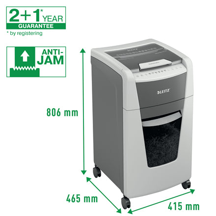 Leitz IQ Autofeed Office – Aktenvernichter mit Autofeed 300 Blatt, DIN P-4, Partikelschnitt 4 × 30 mm, 60 l