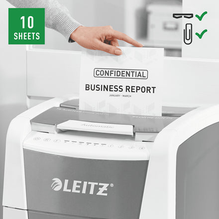 Leitz IQ Autofeed Office – Aktenvernichter mit Autofeed 300 Blatt, DIN P-4, Partikelschnitt 4 × 30 mm, 60 l